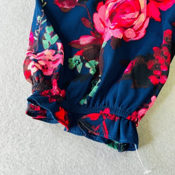 London Times Floral Smocked Bodice A-Line Midi Dress Size 6 Navy Floral - Picture 10 of 13